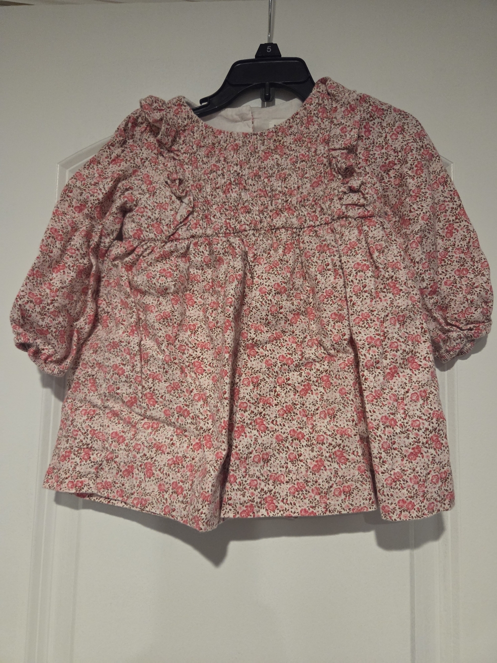 GAP Pink Floral Smocked Ruffle Blouse